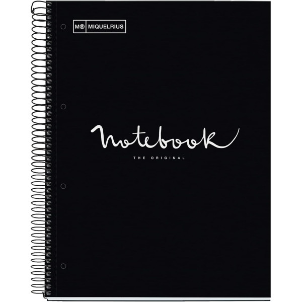 photo-Cahier - A4 - Spirales - Petits carreaux - 80 pages perforées - Noir - Couverture carton