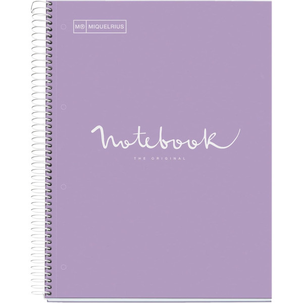 photo-Cahier - A4 - Spirales - Petits carreaux - 80 pages perforées - Lavande - Couverture carton