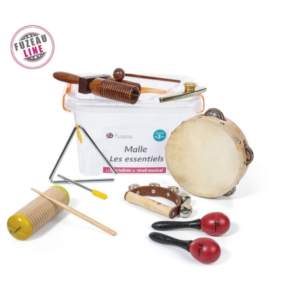 7 instruments de musique - Tambourin - Maracas - Triangle - Kazoo - Grelots - Mallette