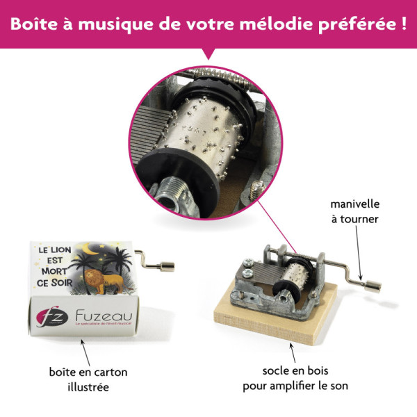 Boite à musique - Serinette - Le lion est mort ce soir - A partir de 3 ans