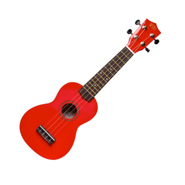 photo-Ukulélé - Guitare - Instrument de musique - Rouge - Bois naturel - Avec housse - Fuzeau