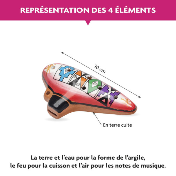 Ocarina - Instrument de musique - Terre cuite - Petit modèle - 10 cm - Fuzeau