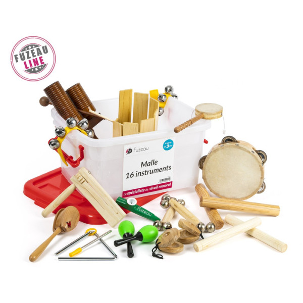 16 instruments de musique - Percussions - Bois, peau, fer - Enfant dès 3 ans