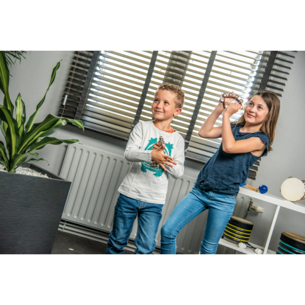 Couronne de 5 grelots - Poignée en bois - Instrument de musique - Enfant dès 5 ans