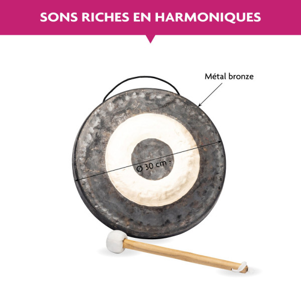 Gong chinois - Gong lunaire - Bronze - 30 cm diamètre - Instrument de musique relaxation