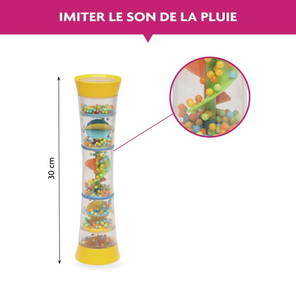 Bâton de pluie - Avec hélices - Jeu musical pour enfant - Imite le son de la pluie