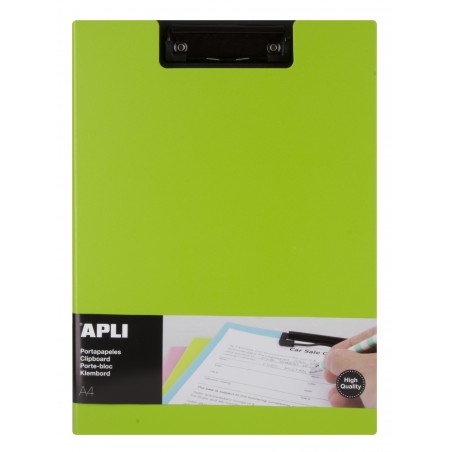 photo-Porte-bloc - Pour documents A4 - Avec rabat - Clip métal noir - PVC - Vert