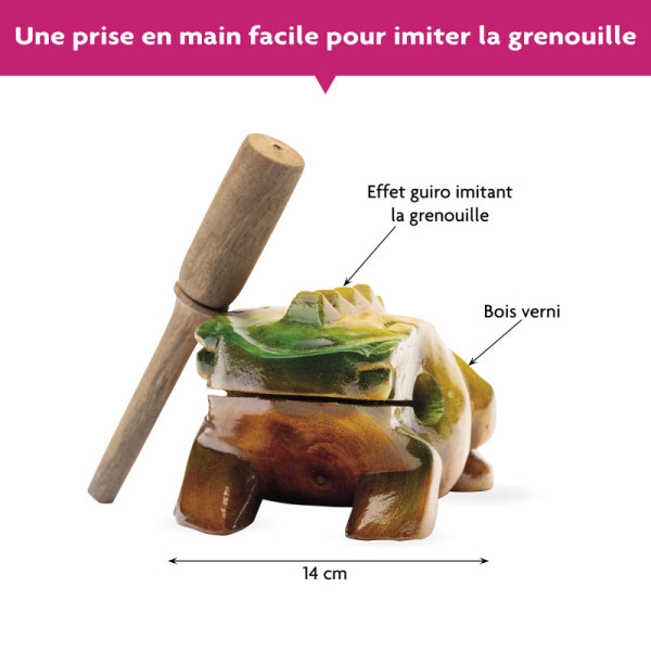 Grenouille guiro - Instrument de musique vietnamien - Imite la grenouille - 14cm