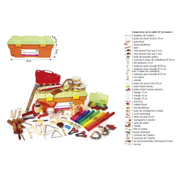42 instruments de musique - Pour les activités séniors, EHPAD - Malle géante