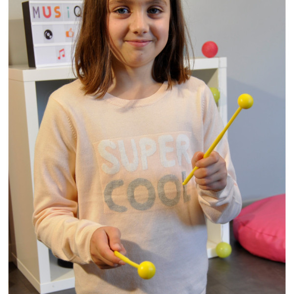 Paire de baguettes - Mailloche pour carillon, xylophone - Tête en plastique - 30 cm