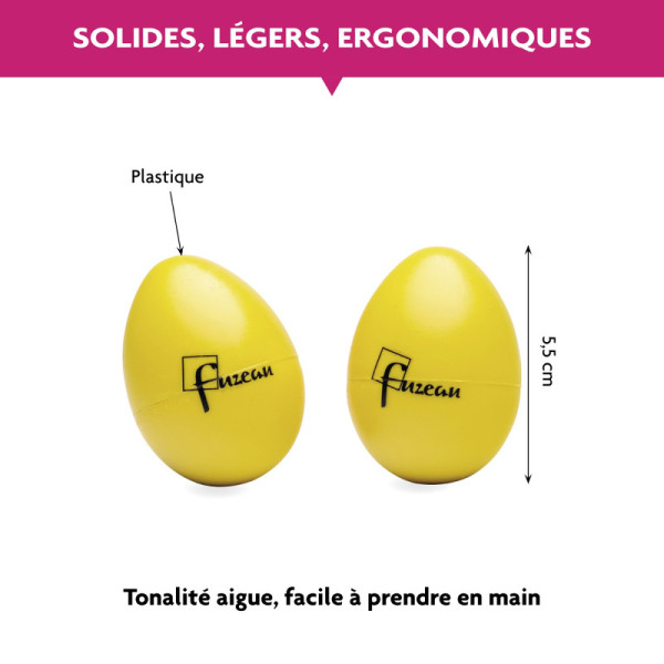 Œufs sonores - Maracas - Jaune - Instrument de musique - Vendu par 2 - Enfant