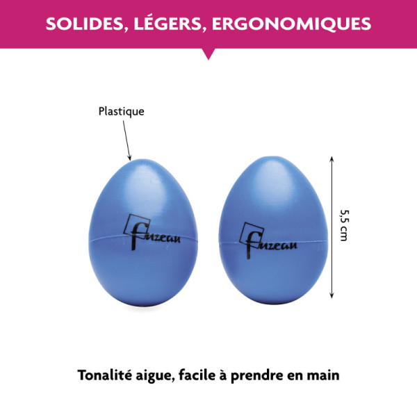 Œufs sonores - Maracas - Bleu - Instrument de musique - Vendu par 2 - Enfant