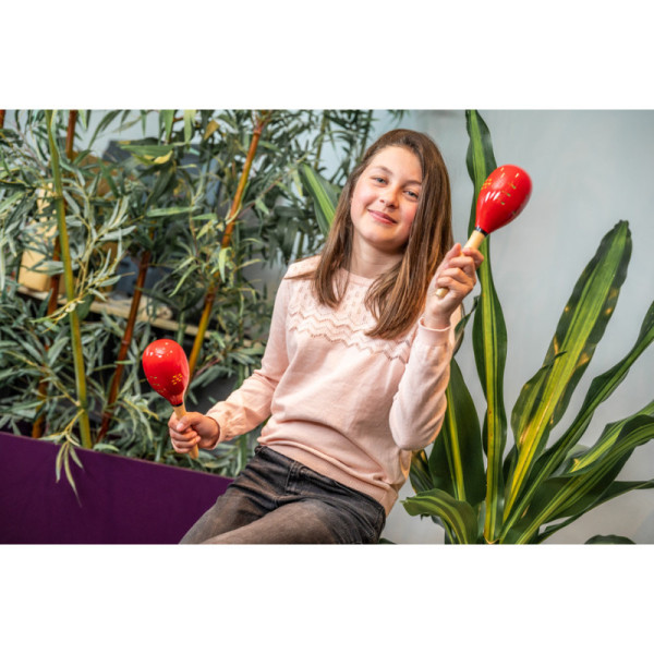 Maracas - Lot de 2 - Instrument de musique - Bois peint - Enfant dès 4 ans
