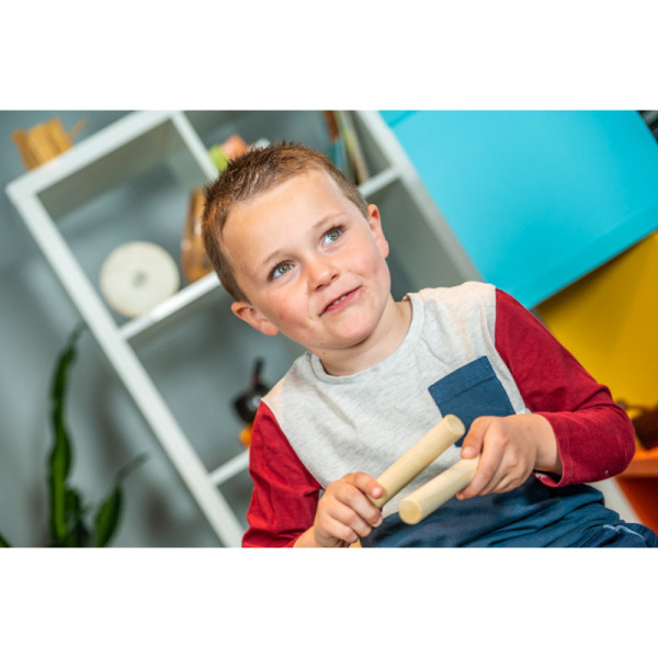 Claves en bois - 18 cm - Instrument de musique - Lot de 2 - Pour enfant dès 3 ans