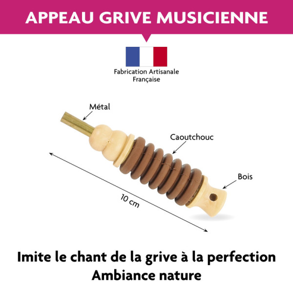 Appeau - Oiseau - Grive musicienne - Imiter le chant des oiseaux - Fuzeau