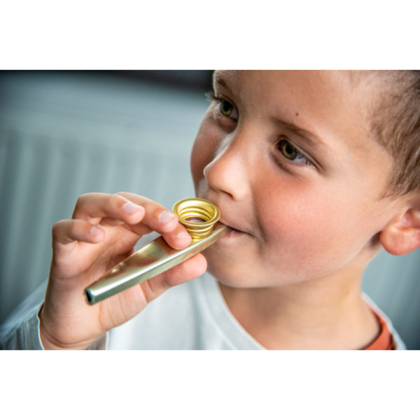 Kazoo - Instrument de musique - Laiton - Mirliton - 12 cm - Enfant dès 5 ans