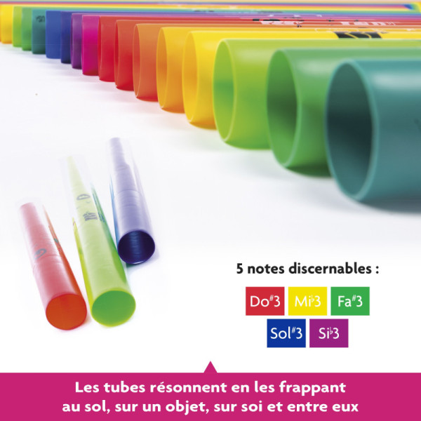 Boomophone - Xylophone - 5 tubes boomwhackers - Instrument de musique - Dès 4 ans