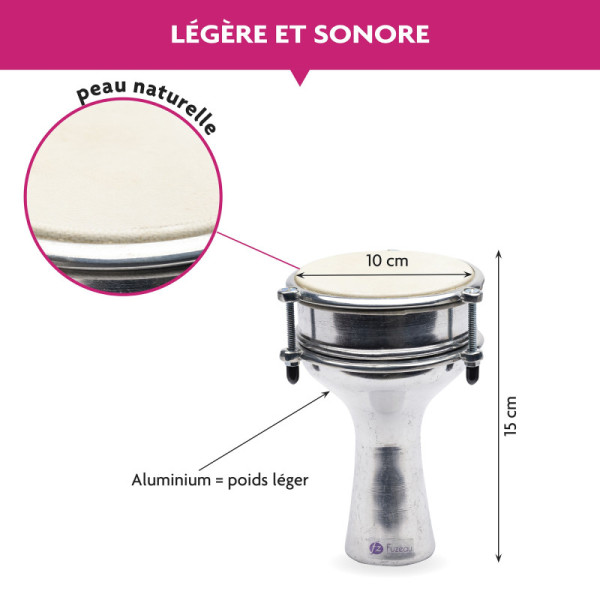 Mini darbouka - Tambour - 10x15cm - Alu - Instrument de musique - Dès 3 ans
