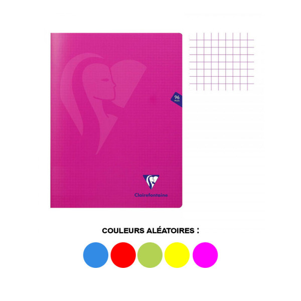 Cahier - 24x32(cm) - Petits carreaux - 96 pages - polypro - sans spirale - Clairefontaine - Mimesys