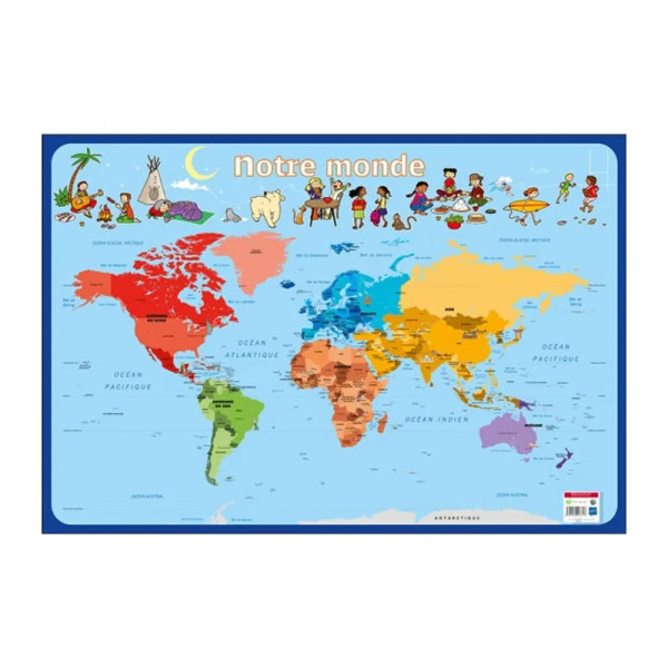 photo-Poster pédagogique - La carte du monde - 52x76cm - A afficher - Bouchut