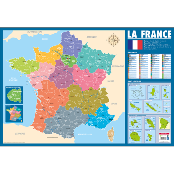 photo-Poster pédagogique - Carte de la France administrative - 52x76cm - A afficher - Bouchut