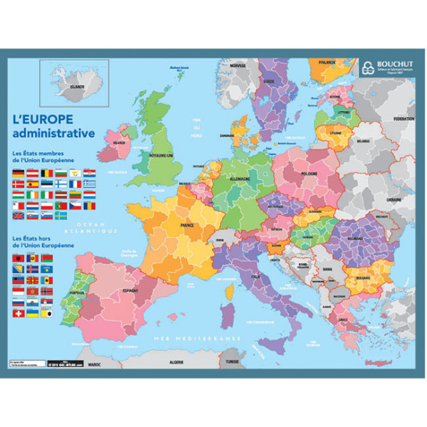 photo-Fiche mémo - Carte de l'Europe - 2 faces - 20,5x26,5cm - Scolaire - Bouchut