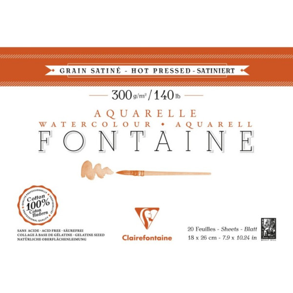 photo-Bloc - Peinture aquarelle - Grain satiné - 26x18cm - 300g - Clairefontaine - Fontaine