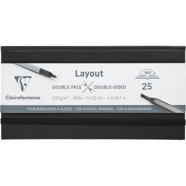 photo-Carnet - Dessin - Pour feutre à alcool, encre de Chine - 11x22cm - 220g - Clairefontaine - Layout