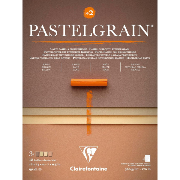 photo-Bloc - Pour pastel - Grain intense - 18x24cm - 360g - 4 teintes - Clairefontaine - Pastelgrain n°2