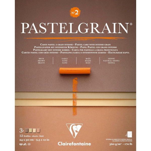 photo-Bloc - Pour pastel - Grain intense - 24x30cm - 360g - 4 teintes - Clairefontaine - Pastelgrain n°2