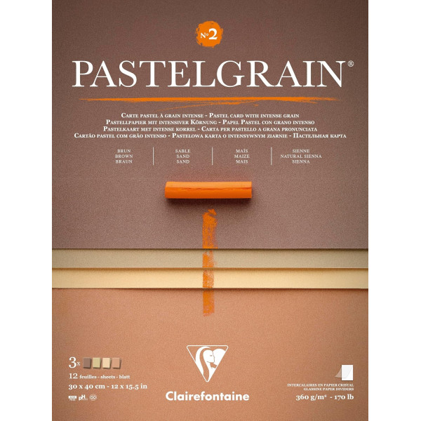 photo-Bloc - Pour pastel - Grain intense - 30x40cm - 360g - 4 teintes - Clairefontaine - Pastelgrain n°2