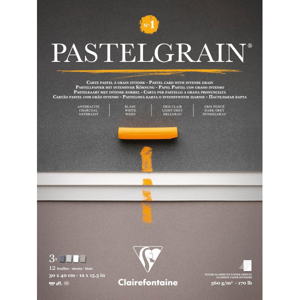 photo-Bloc - Pour pastel - Grain intense - 30x40cm - 360g - Teintes grises - Clairefontaine - Pastelgrain n°1