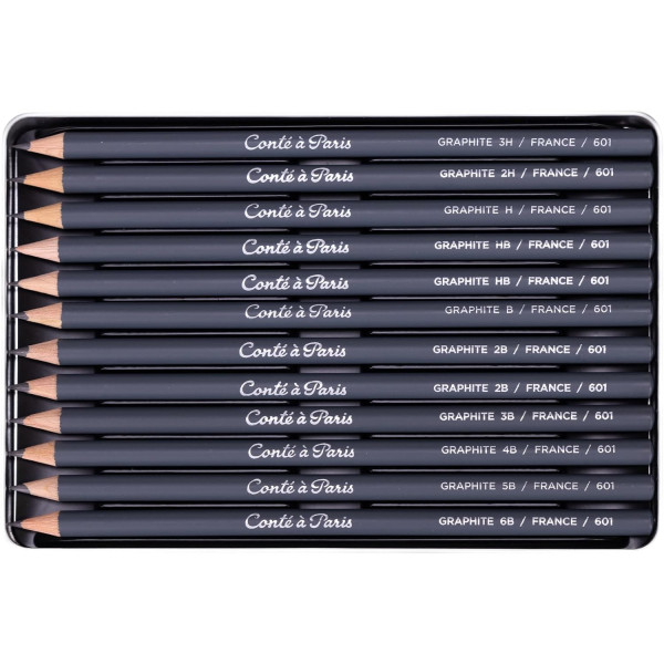 Crayons graphite - Dessin - Beaux-arts - Conté à Paris - 12 dureté 3H à 6B