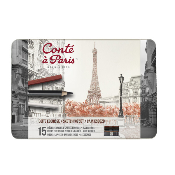 photo-Crayons - Carrés esquisse - Dessin - Beaux-arts - Conté à Paris - 15 pièces