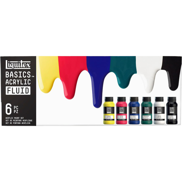 photo-Peinture acrylique - Liquitex - Basics Acrylic Fluid - 6 couleurs - Flacons 118ml