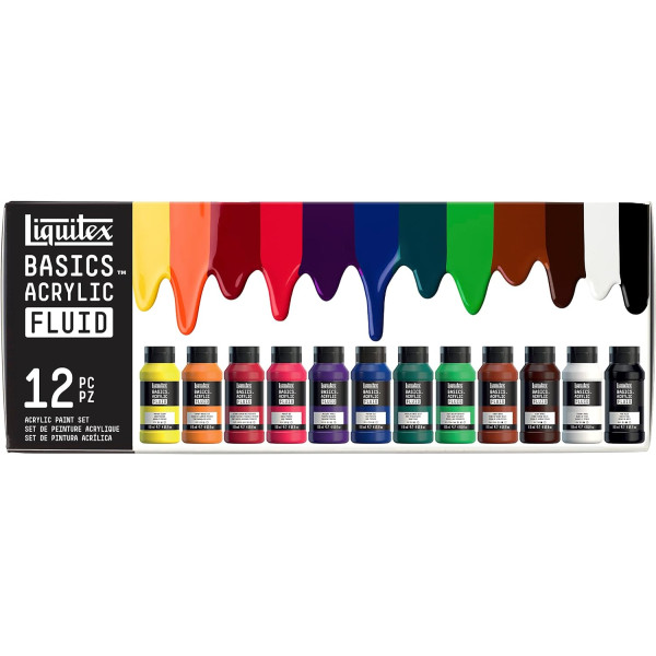 photo-Peinture acrylique - Liquitex - Basics Acrylic Fluid - 12 couleurs - Flacons 118ml