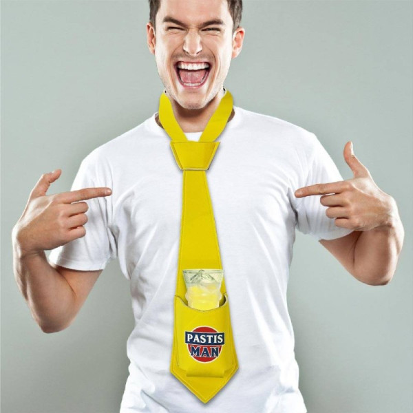 Cravatte - Déguisement - Pastis Man - Porte-bouteille intégré - Humour