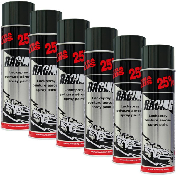 photo-6 bombes de peinture - Carrosserie voiture - Racing - Noir brillant - 500ml