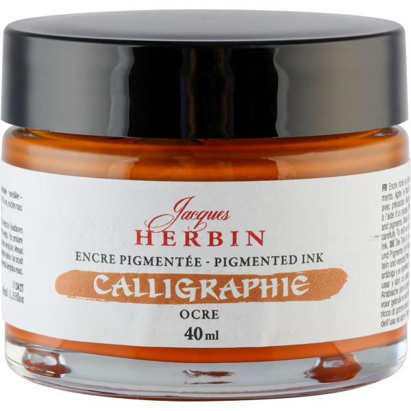 photo-Encre de calligraphie pigmentée - Ocre - Jacques Herbin - Flacon 40ml