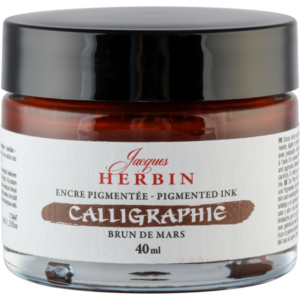 photo-Encre de calligraphie pigmentée - Brun de Mars - Jacques Herbin - Flacon 40ml