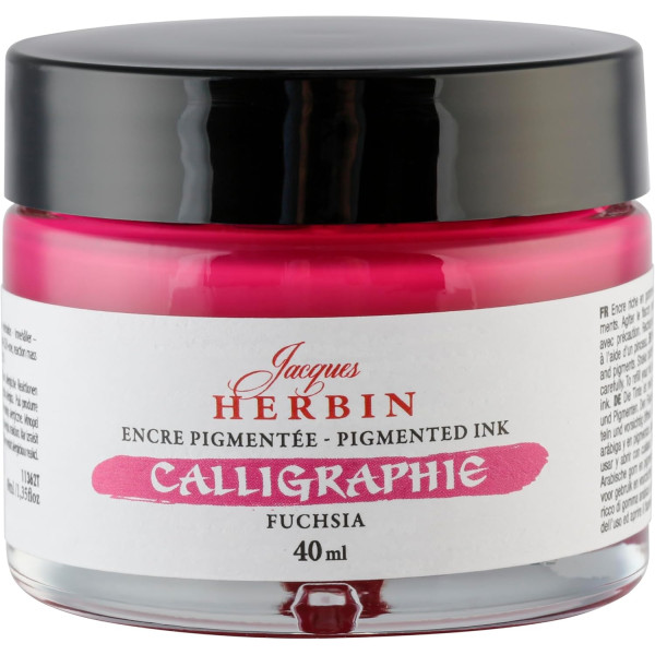 photo-Encre de calligraphie pigmentée - Fuchsia - Jacques Herbin - Flacon 40ml