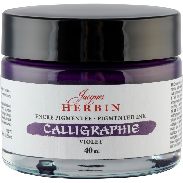 phoito-Encre de calligraphie pigmentée - Violet - Jacques Herbin - Flacon 40ml