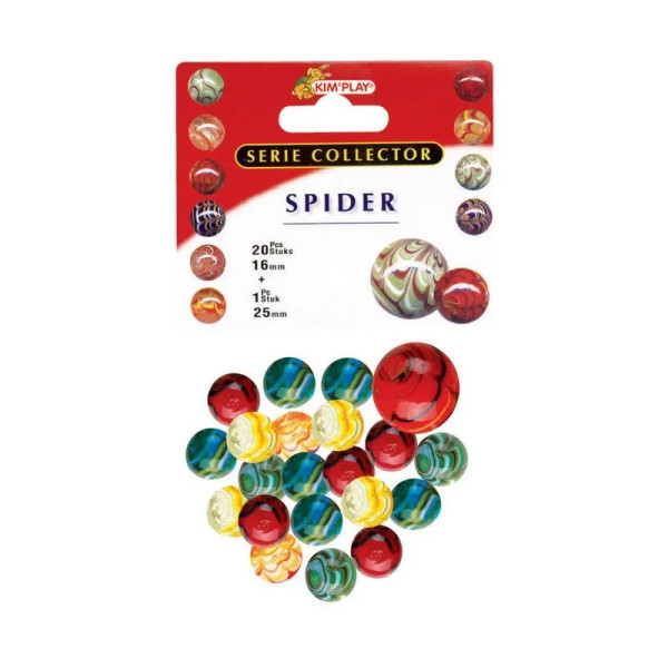 photo-Billes + calot - Spider - Jeu de récréation - Filet de 21 billes