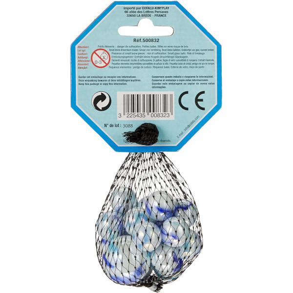 Billes + calot - Requin - Jeu de récréation - Filet de 21 billes