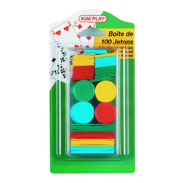 photo-100 jetons - Assortiment tailles et formes - Pour loto et jeux - Enfant dès 5 ans