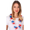Collier de fleur hawaïen - Bleu, blanc, rouge - Déguisement - Supporter