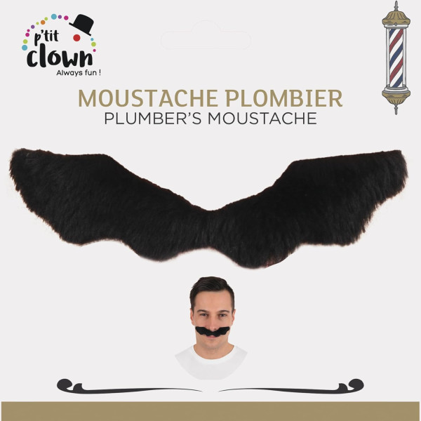 photo-Moustache Mario Bros - Noir - Déguisement - Synthétique - Autocollante