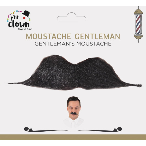 photo-Moustache de gentleman - Noir - Déguisement - Synthétique - Autocollante