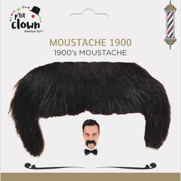 photo-Moustache année 1900 - Noir - Déguisement - Synthétique - Autocollante