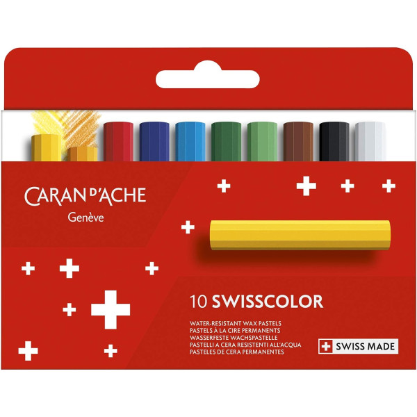 photo-10 pastels à la cire - Permanents - Beaux-arts - Couleurs assorties - Caran d'Ache - Swisscolor